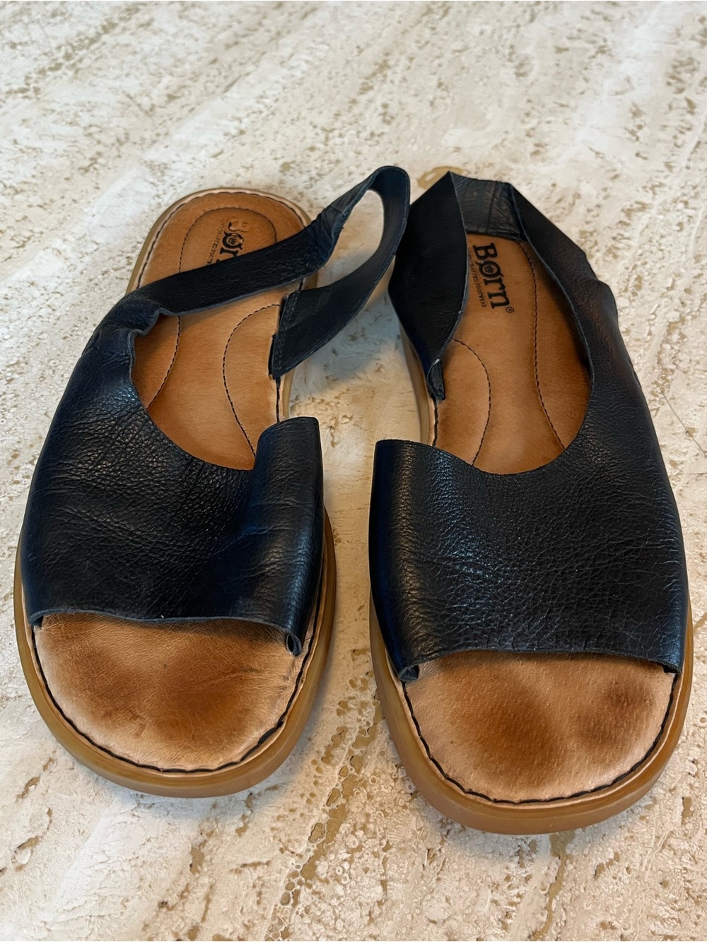 Born | Inlet Slingback Sandals | Black Leather | Size 8M